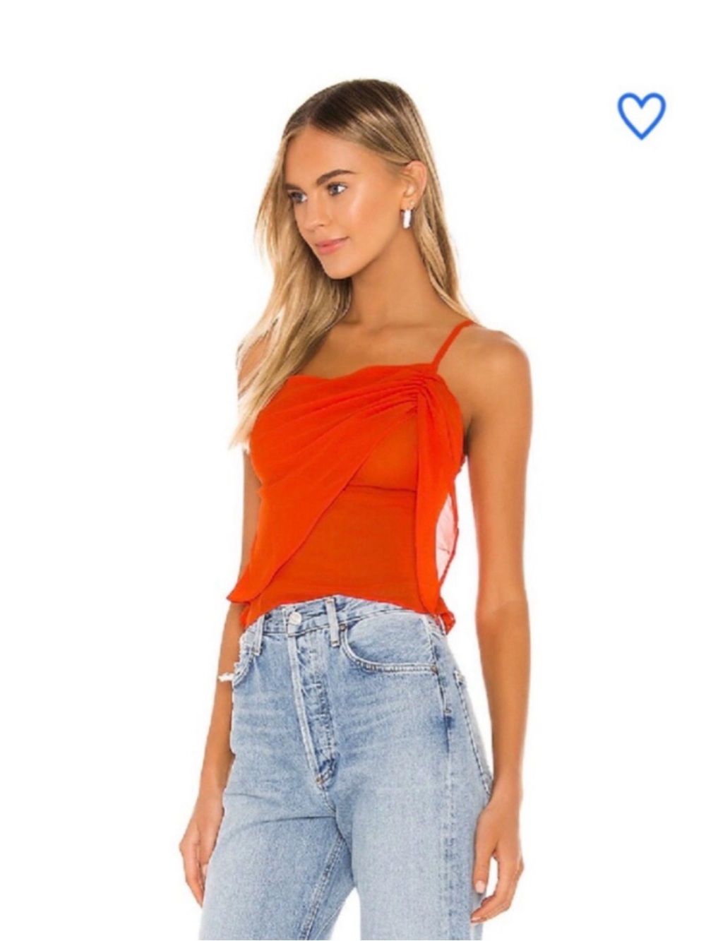 Superdown Revolve Abbey Ruched Cami Top Semi Sheer Poppy- Size XS